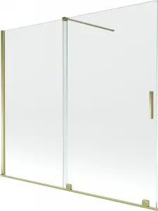 MEXEN/S - Velar Dvojkrídlová posuvná vaňová zástena 180 x 150 cm, transparent, zlatá 896-180-000-01-50