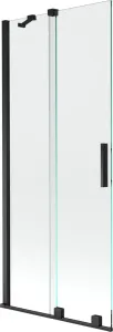 MEXEN/S - Velar Dvojkrídlová posuvná vaňová zástena 80 x 150 cm, transparent, čierna 896-080-000-01-70