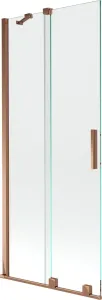 MEXEN/S - Velar Dvojkrídlová posuvná vaňová zástena 80 x 150 cm, transparent, ružové zlato 896-080-000-01-60