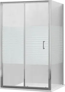 MEXEN/S - Apia obdĺžnikový sprchový kút 140x80, transparent / pruhy, chróm + vanička 840-140-080-01-20-4010
