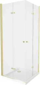 MEXEN/S - Lima Duo sprchovací kút 80x80, transparent, zlatá + vanička so sifónom 856-080-080-50-02-4010G