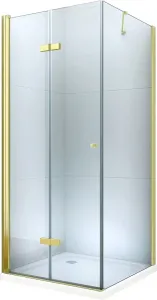 MEXEN/S - Lima sprchovací kút zalamovací 80x100, sklo transparent, zlatá + vanička 856-080-100-50-00-4010