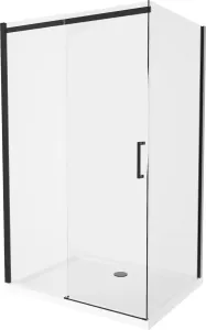 MEXEN/S - Omega sprchovací kút 100x100, transparent, čierna + biela vanička so sifónom 825-100-100-70-00-4010B