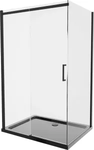 MEXEN/S - Omega sprchovací kút 100x90, transparent, čierna + čierna vanička so sifónom 825-100-090-70-00-4070B