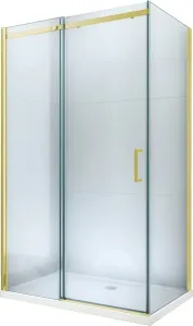 MEXEN/S - Omega Sprchovací kút 100x90, transparent, zlatý + vanička so sifónom 825-100-090-50-00-4010