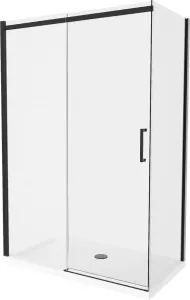 MEXEN/S - Omega sprchovací kút 130x70, transparent, čierna + biela vanička so sifónom 825-130-070-70-00-4010B