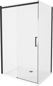 MEXEN/S - Omega sprchovací kút 140x90, transparent, čierna + biela vanička so sifónom 825-140-090-70-00-4010B