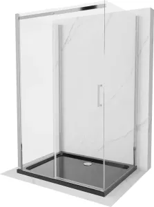 MEXEN/S - OMEGA sprchovací kút 3-stenný 130x100, transparent, chróm + vanička vrátane sifónu 825-130-100-01-00-3s-4070