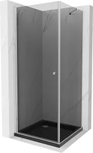 MEXEN/S - Pretória sprchovací kút 70x70, grafit, chróm + sprchová vanička vrátane sifónu 852-070-070-01-40-4070