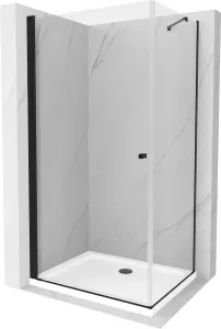 MEXEN/S - Pretória sprchovací kút 70x90, transparent, čierna + sprchová vanička vrátane sifónu 852-070-090-70-00-4010B