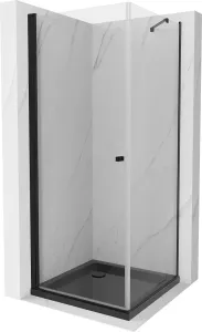 MEXEN/S - Pretória sprchovací kút 80x80, transparent, čierna + sprchová vanička vrátane sifónu 852-080-080-70-00-4070B