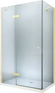 MEXEN/S - Roma obdĺžnikový sprchový kút 100x70, transparent, zlatý + vanička 854-100-070-50-00-4010