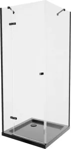 MEXEN/S - Roma sprchovací kút 80x80, transparent, čierna + čierna vanička so sifónom 854-080-080-70-00-4070B