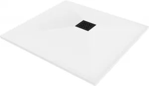 MEXEN/S - Stone+ štvorcová sprchová vanička 100 x 100, biela, mriežka čierna 44101010-B