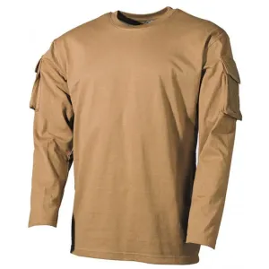 MFH US Coyote dlhé tričko s velcro vreckami na rukávoch, 170g/m2 #6158508