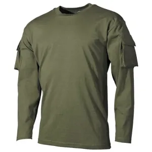 MFH US olivové dlhé tričko s velcro vreckami na rukávoch, 170g/m2 #6158511