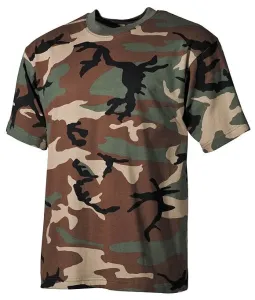 Bavlnené tričko US army MFH® s krátkym rukávom – US woodland (Farba: US woodland, Veľkosť: 3XL) #5807131