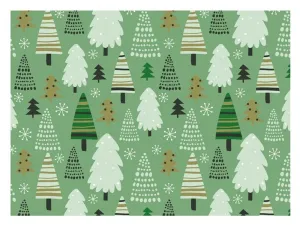 Baliaci papier Vianočný LUX - zelený so stromčekmi - 100x70 cm - MFP Paper