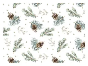 Baliaci papier Vianočná klasika - vetvičky a šišky - listy 100 x 70 cm - MFP Paper