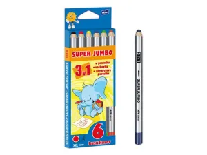 Univerzálne pastelky Super Jumbo 3v1 - 6 farieb - MFP Paper