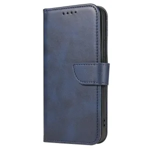 MG Magnet knižkové kožené puzdro na iPhone 12 / 12 Pro, modré