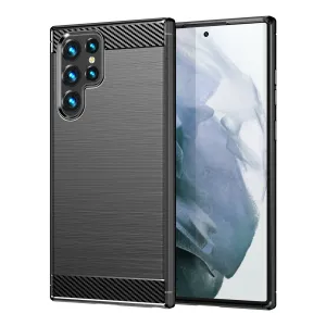 MG Carbon Case Flexible silikónový kryt na Samsung Galaxy S22 Ultra, čierny