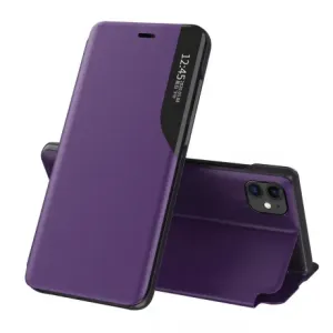 MG Eco Leather View knižkové puzdro na iPhone 13 mini, fialové