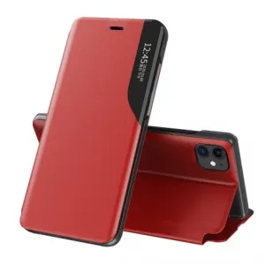 MG Eco Leather View knižkové puzdro na iPhone 13 Pro, červené