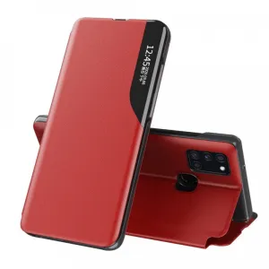 MG Eco Leather View knižkové puzdro na Samsung Galaxy A21S, červené