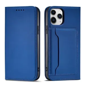 MG Magnet Card knižkové kožené puzdro na iPhone 12, modré