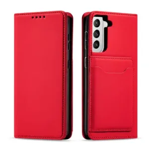 MG Magnet Card knižkové kožené puzdro na Samsung Galaxy S22 Plus, červené