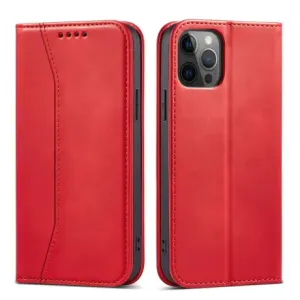 MG Magnet Fancy knižkové kožené puzdro na iPhone 12 Pro, červené