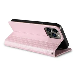 MG Magnet Strap knižkové kožené puzdro na iPhone 12 Pro, ružové