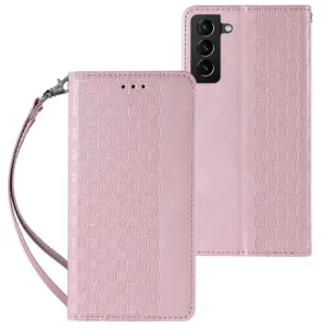 MG Magnet Strap knižkové kožené puzdro na Samsung Galaxy S22 Plus, ružové