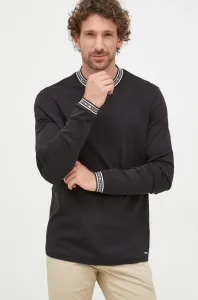 Bavlnené tričko s dlhým rukávom Michael Kors čierna farba, s potlačou #246865