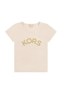 Detské bavlnené tričko Michael Kors béžová farba,