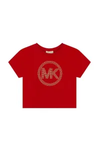 Detské bavlnené tričko Michael Kors červená farba,