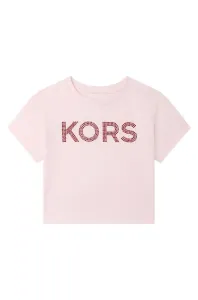 Detské bavlnené tričko Michael Kors ružová farba, #213979