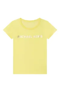 Detské bavlnené tričko Michael Kors žltá farba, #215373