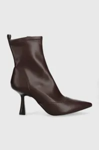 Členkové topánky Michael Kors Clara dámske, hnedá farba, na vysokom podpätku, 40F3CLME5L