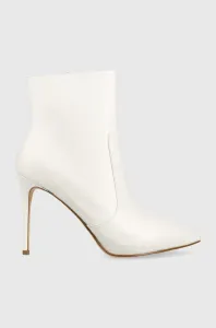 Kožené členkové topánky MICHAEL Michael Kors Rue dámske, biela farba, na vysokom podpätku, #2578900