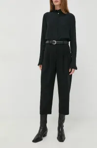 Nohavice MICHAEL Michael Kors dámske, čierna farba, rovné, vysoký pás #269384