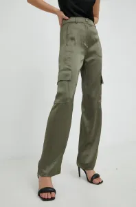Nohavice MICHAEL Michael Kors dámske, zelená farba, strih cargo, vysoký pás #8729025