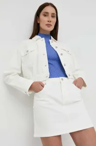 Rifľová sukňa MICHAEL Michael Kors biela farba, mini, rovný strih #6980836