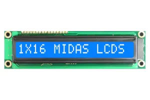Midas Displays Mc11608A6W1-Bnmlw Alphanumeric Display, Stn, 8.06Mm, Cob