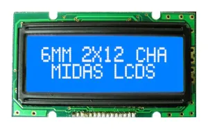 Midas Displays Mc21205A6Wr1-Bnmlw Alphanumeric Display, Stn, 5.5Mm, Cob