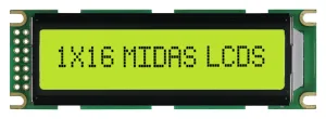 Midas Displays Mc11606C6Wk-Sptly Alphanumeric Display, Stn, 6.56Mm, Cob