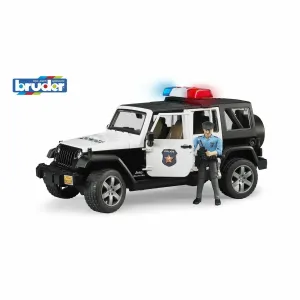 MIKRO TRADING - Bruder polícia Jeep Wrangler 32cm voľný chod na batérie so svetlom,zvukom s policajtom 4+