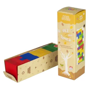 MIKTOYS Farebná rozšírená verzia veže JENGA MINI s hracou kockou