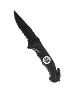 Zatvárací nôž RESCUE Mil-Tec® s kombinovaným ostrím - čierny – Čierna (Farba: Čierna) #5805027